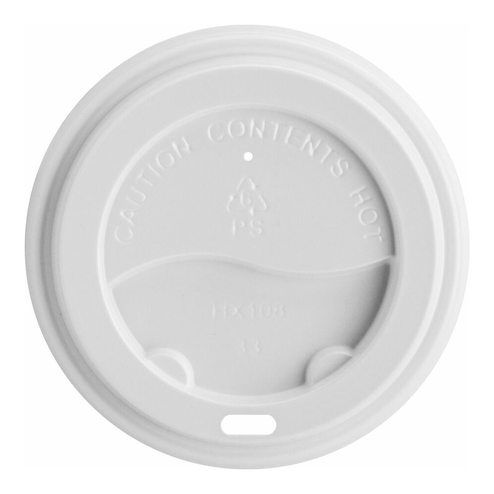Genuine Joe Hot Cup Protective Lids - Polystyrene - White - 50/Pack - 20 / Carton. Picture 4