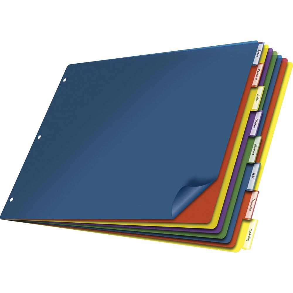 Cardinal 11x17 Poly Insertable Dividers - 8 Tab(s) - 8 Tab(s)/Set - 11" Divider Width x 17" Divider Length - Clear Poly Divider - Multicolor Tab(s) - Scratch Resistant - 1 Each. Picture 5