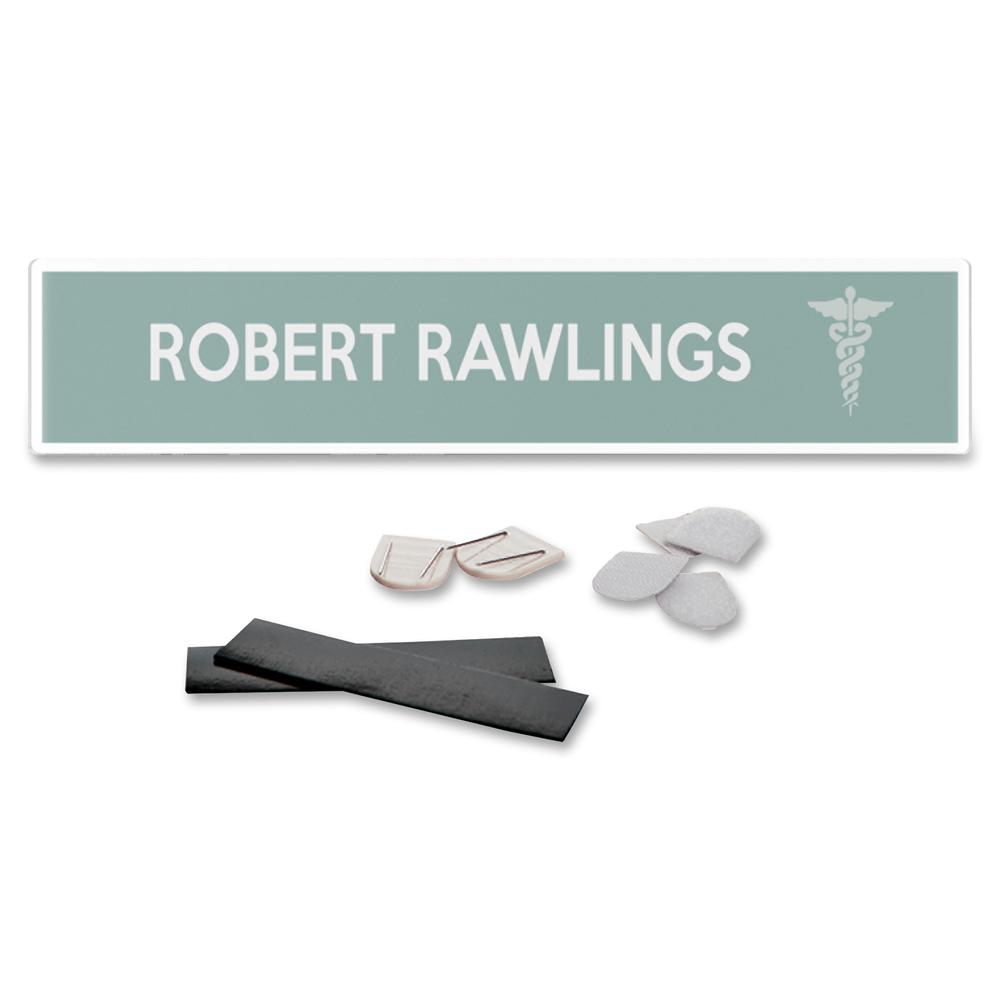 Deflecto Cubicle Nameplate Sign Holder - 8.5" Width x 2" Height - Rectangular Shape - Wall Mountable - Insertable, Magnetic - Plastic - Clear, Clear - 1 Each. Picture 13