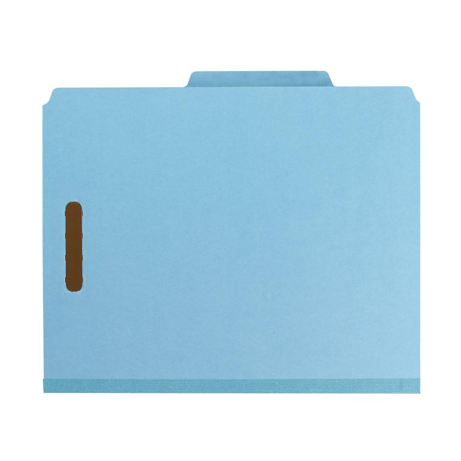 Smead 2/5 Tab Cut Letter Recycled Classification Folder - 3" Folder Capacity - 8 1/2" x 11" - 3" Expansion - 2 x 2K Fastener(s) - Top Tab Location - Right of Center Tab Position - 3 Divider(s) - Blue . Picture 4