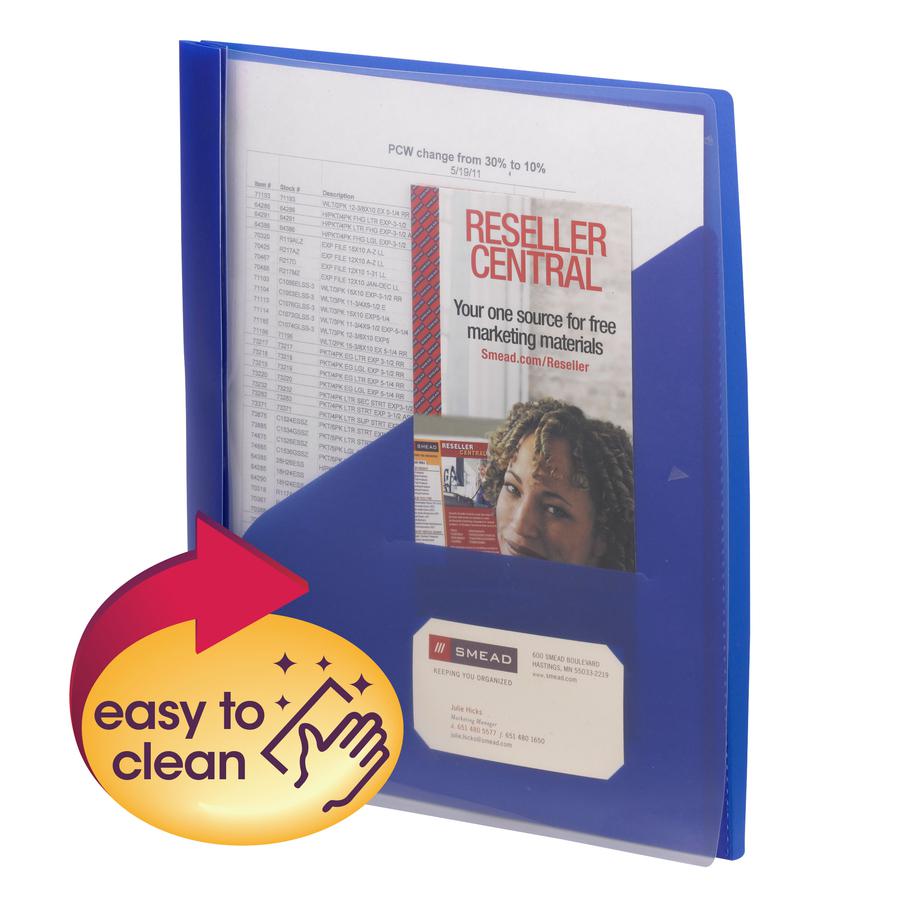 Smead Letter Report Cover - 8 1/2" x 11" - Polypropylene - Blue - 5 / Pack. Picture 2