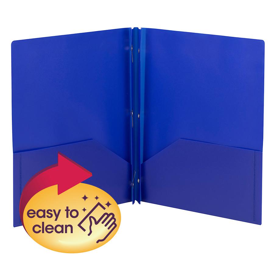 Smead Letter Pocket Folder - 8 1/2" x 11" - 50 Sheet Capacity - 2 Pocket(s) - Polypropylene - Blue - 25 / Box. Picture 2