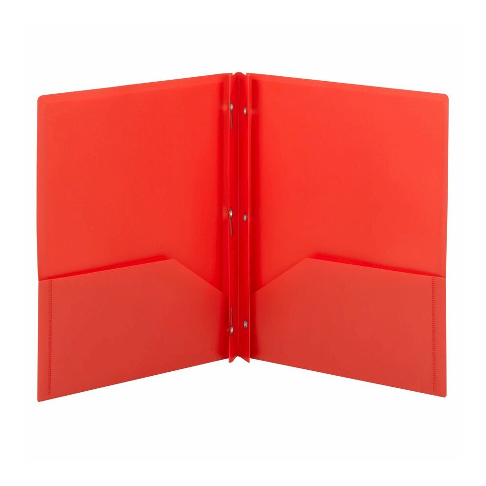 Smead Letter Pocket Folder - 8 1/2" x 11" - 80 Sheets Capacity - Double Tang Fastener - 2 Pocket - Polypropylene - Red - 25/Box - 25 / Box. Picture 4