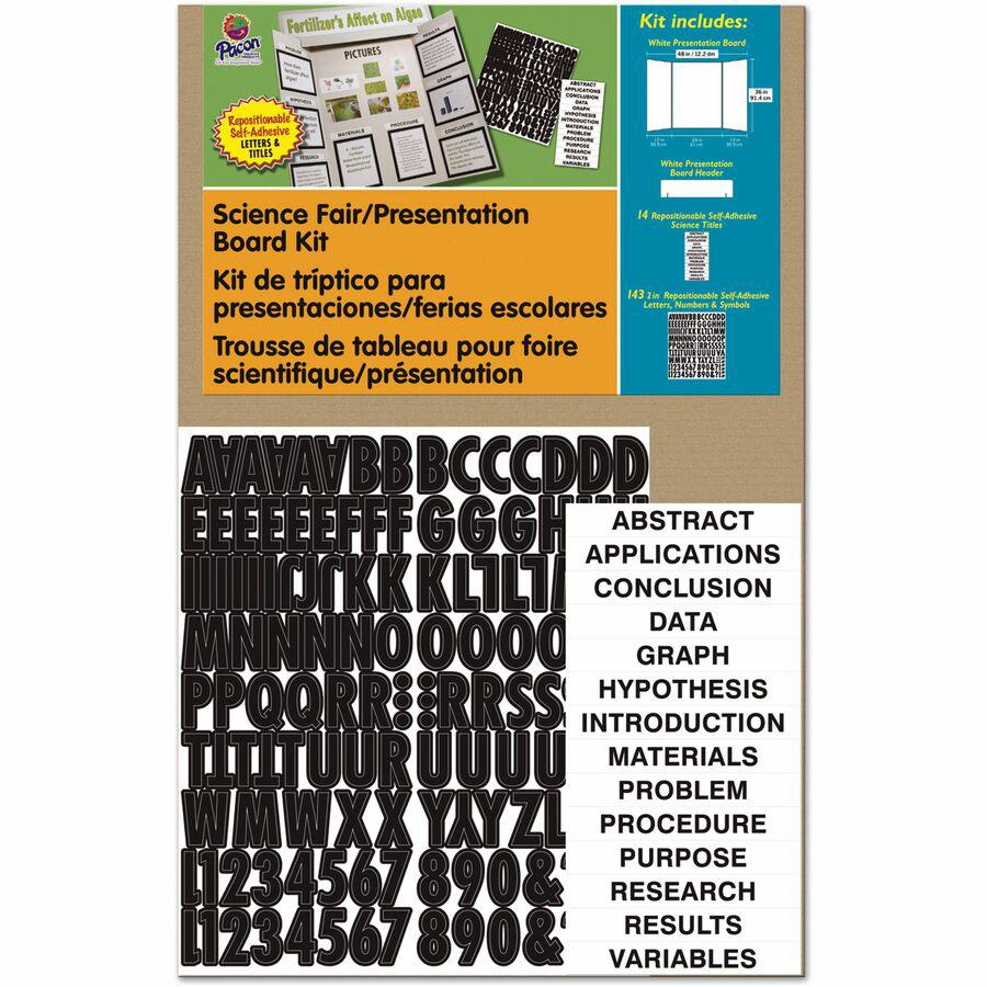 Pacon Science Fair Presentation Board - Science Project - 48"Height x 36"Width - 1 / Kit - White. Picture 3