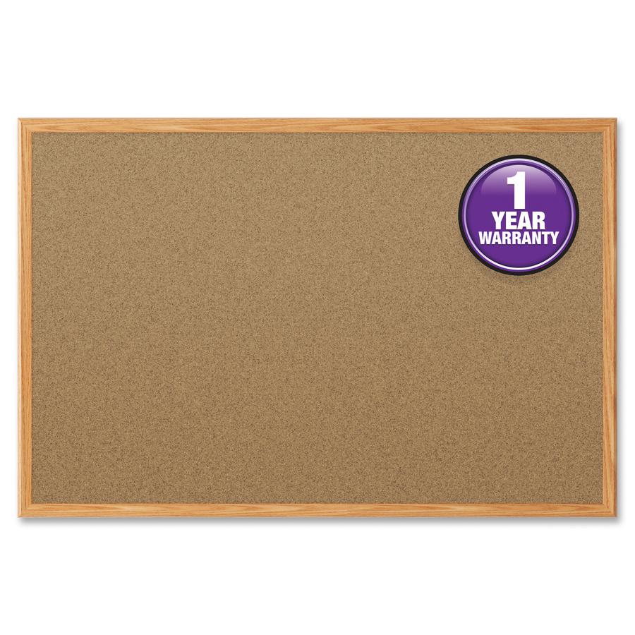 Mead Classic Cork Bulletin Board - 48" Height x 36" Width - Natural Cork Surface - Self-healing - Oak Aluminum Frame - 1 Each. Picture 7