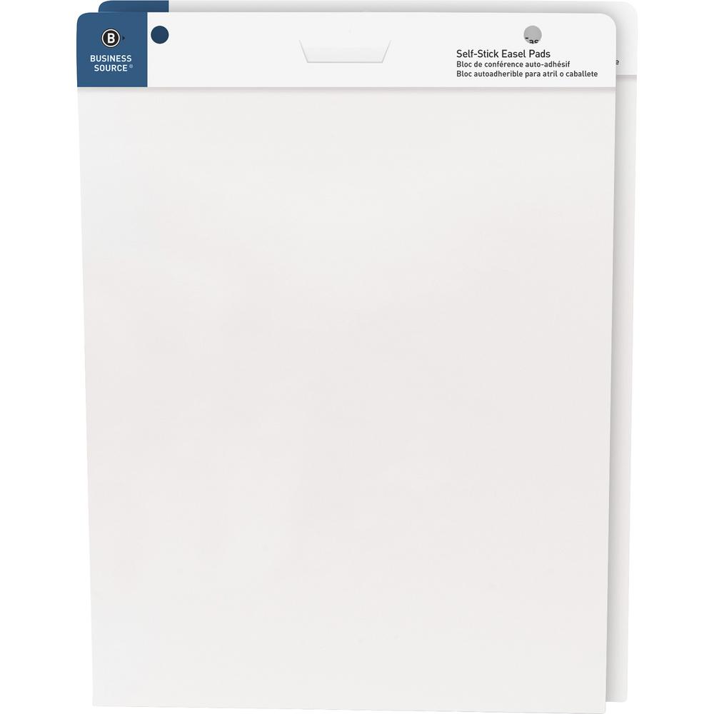 Business Source Self-stick Easel Pads - 30 Sheets - Plain - 25" x 30" Sheet Size - White Paper - Cardboard Cover - Self-stick - 2 / Carton. Picture 3