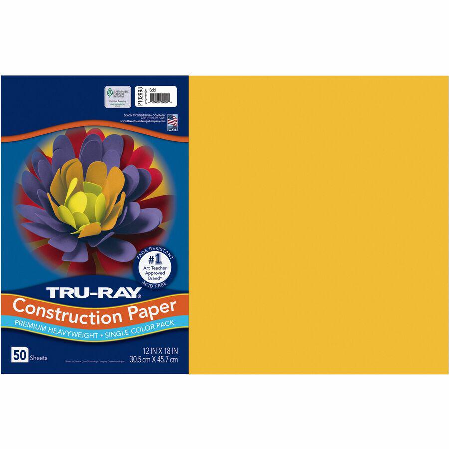 Tru-Ray Construction Paper - Project - 18"Width x 12"Length - 50 / Pack - Gold - Sulphite. Picture 4