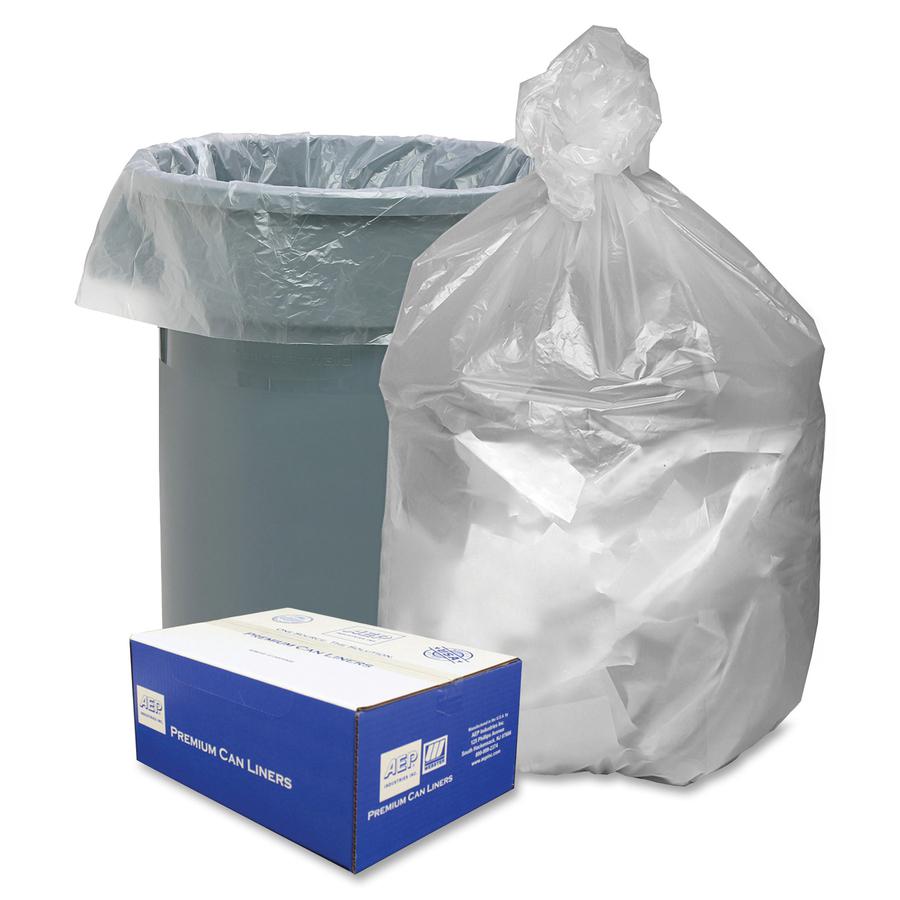 Berry High Density Commercial Can Liners - Large Size - 45 gal Capacity - 48" Length x 40" Width x 0.31 mil (8 Micron) Thickness - High Density - Natural - Resin - Garbage - 250 / Carton. Picture 4