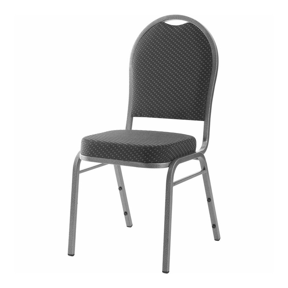 Lorell Round High-Back Upholstered Stack Chairs - Gray Seat Color - Fabric Seat Material - Gray Back Color - Fabric Back Material - Steel Frame Material - Four-legged Base - 4 / Carton. Picture 6