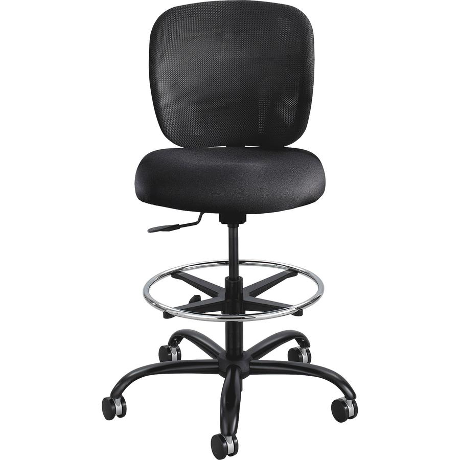 Safco Vue Heavy-duty Stool - Black Seat Color - Fabric Seat Material - Black Back Color - Mesh Back Material - 5-star Base - Black - 1 Each. Picture 6