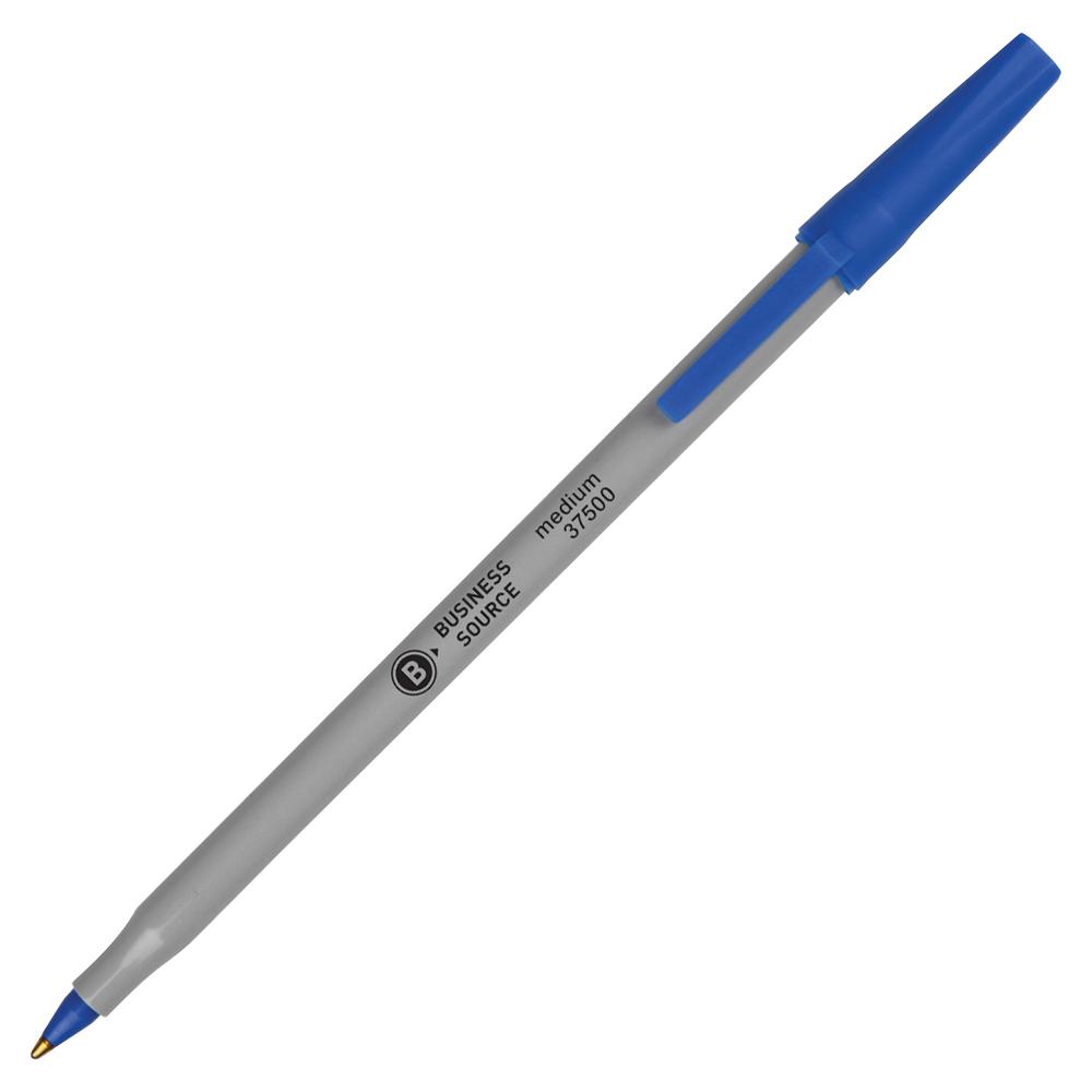 Business Source Bulk Pack Ballpoint Stick Pens - Blue Ink - Tungsten Carbide Tip - 60 / Box. Picture 4