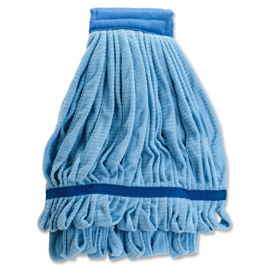 Genuine Joe Microfiber Wet Mophead Refill - Medium - MicroFiber - Blue - 1Each. Picture 4