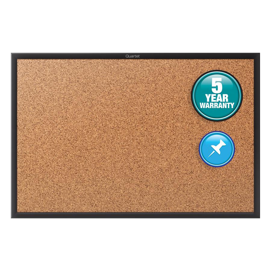 Quartet Classic Series Bulletin Board - 48" Height x 72" Width - Brown Natural Cork Surface - Self-healing, Durable, Sturdy - Black Aluminum Frame - 1 Each. Picture 3