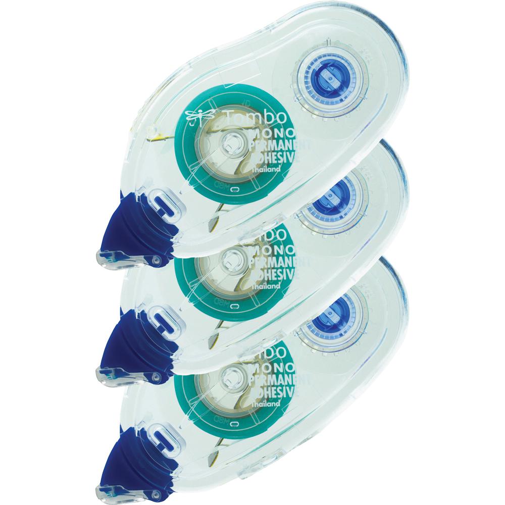 Tombow Mono Permanent Adhesive Applicator Refill - 13.11 yd Length x 0.33" Width - For Paper, Photo, Photo Album, Card - 3 / Pack - Clear. Picture 3