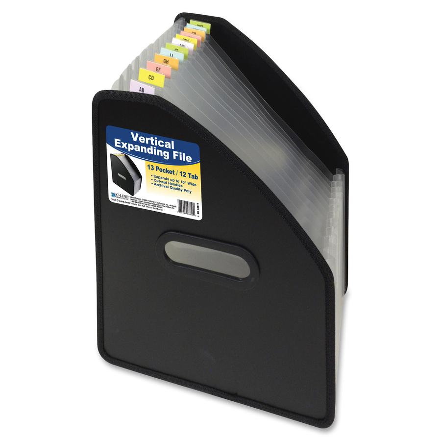 C-Line 13-Pocket Vertical Expanding File - Black, 10-Inch Expansion, 1/EA, 58810. Picture 5