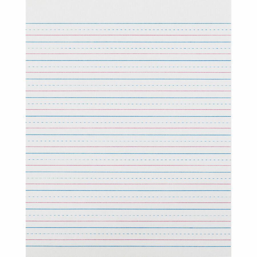 Zaner-Bloser Pacon Broken Midline Sulphite Paper - 500 Sheets - 0.50" Ruled - 8" x 10 1/2" - White Paper - 500 / Ream. Picture 2