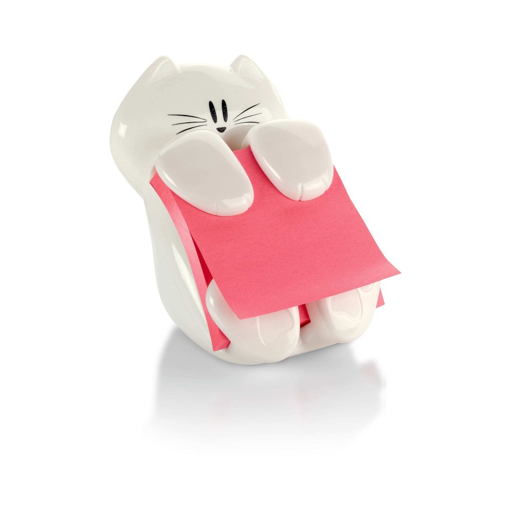 Post-it&reg; Notes Cat Dispenser - 3" x 3" Note - 100 Note Capacity - White. Picture 4