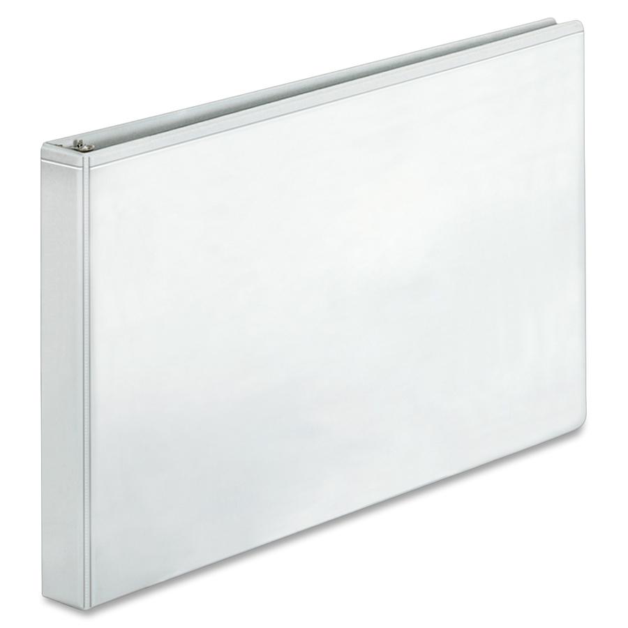 Business Source Tabloid-size Round Ring Reference Binder - 1" Binder Capacity - Tabloid - 11" x 17" Sheet Size - Round Ring Fastener(s) - White - Durable, Clear Overlay - 1 Each. Picture 5