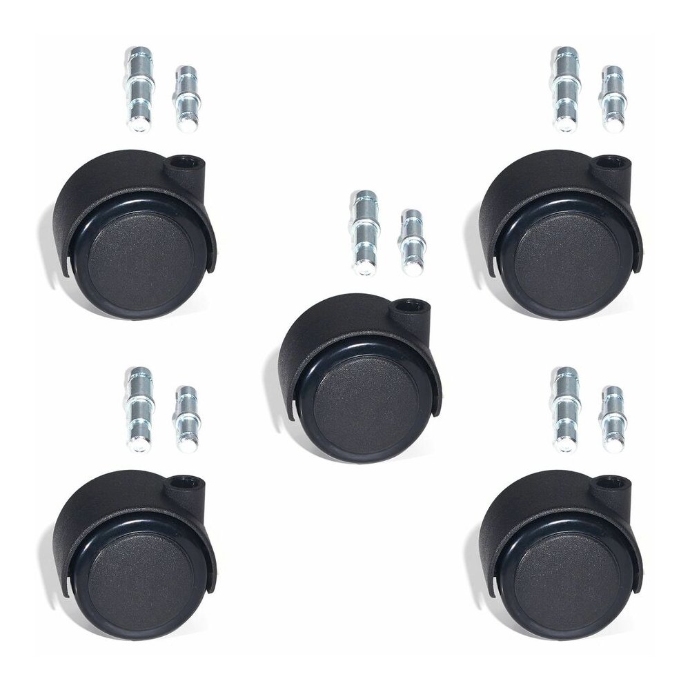 Lorell Premium Soft Dual-Wheel Casters Set - 2.50" Diameter - Nylon, Metal - Black - 1 Set. Picture 8