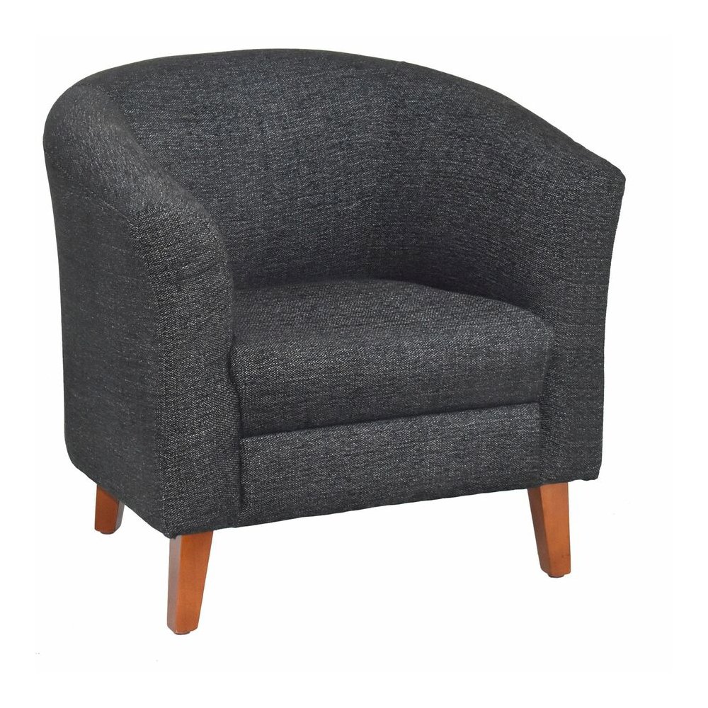 Lorell Barrel Armchair - Black Seat Color - Fabric Seat Material - Black Back Color - Fabric Back Material - Four-legged Base - 1 Each. Picture 9