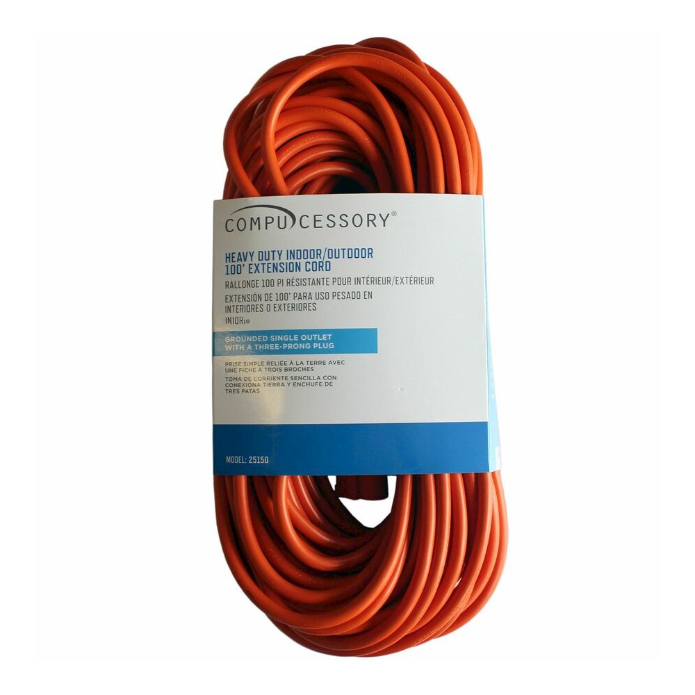 Compucessory Heavy-duty Indoor/Outdoor Extension Cord - 16 Gauge - 125 V AC / 13 A - Orange - 100 ft Cord Length - 1 Each. Picture 4