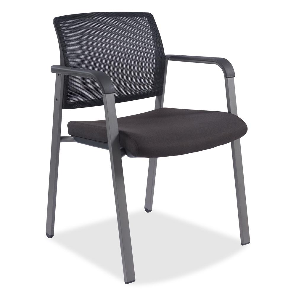 Lorell Mesh Back Guest Chair - Black Fabric Seat - Black Mesh Back - 1 Each. Picture 2