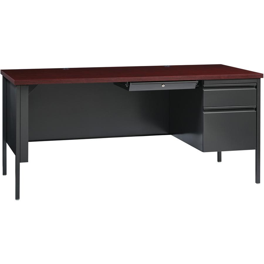 Lorell Fortress Series 66" Right-Pedestal Desk - Rectangle Top - 66" Table Top Width x 30" Table Top Depth x 1.12" Table Top Thickness - 29.50" Height - Office, File - Assembly Required - Laminated, M. Picture 13