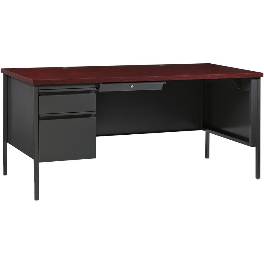 Lorell Fortress Series Left-Pedestal Desk - Rectangle Top - 66" Table Top Width x 30" Table Top Depth x 1.12" Table Top Thickness - 29.50" Height x 66" Width x 30" Depth - Office, File - Assembly Requ. Picture 12