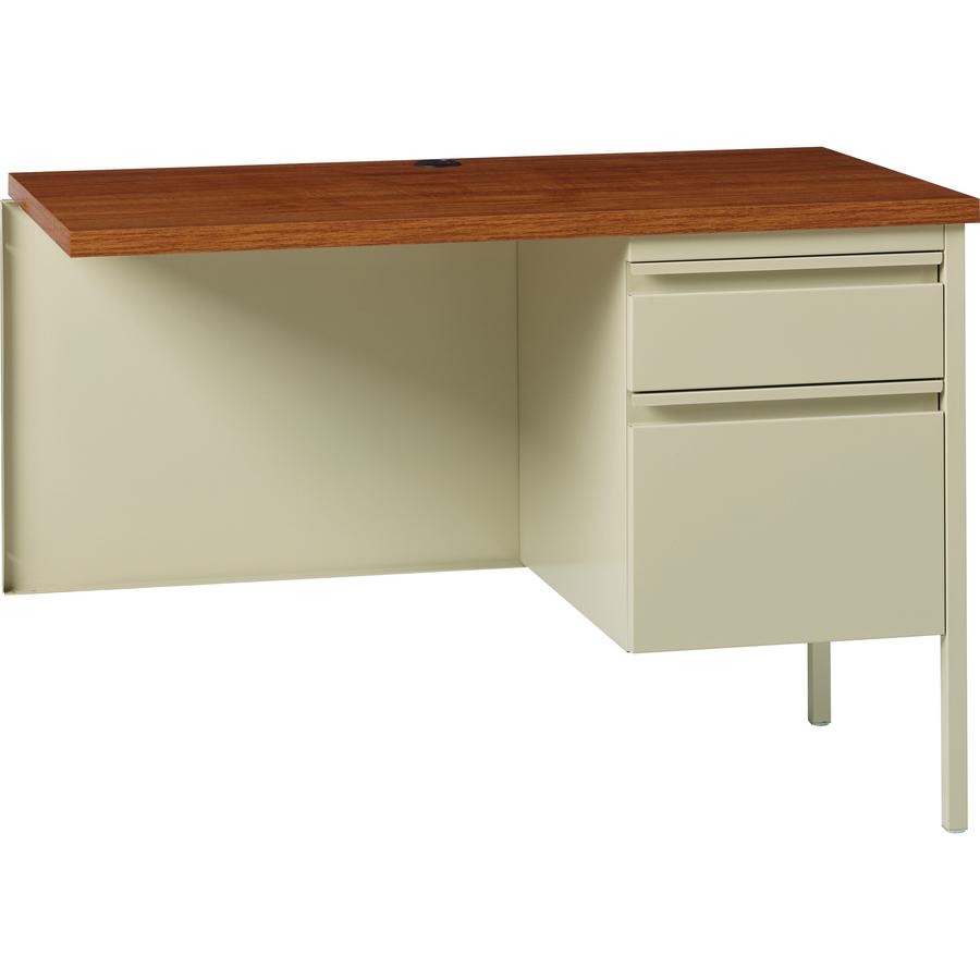 Lorell Fortress Series Right-Pedestal Return - Rectangle Top - 42" Table Top Width x 24" Table Top Depth x 1.12" Table Top Thickness - 29.50" Height - Office, File - Assembly Required - Oak, Oak Lamin. Picture 15