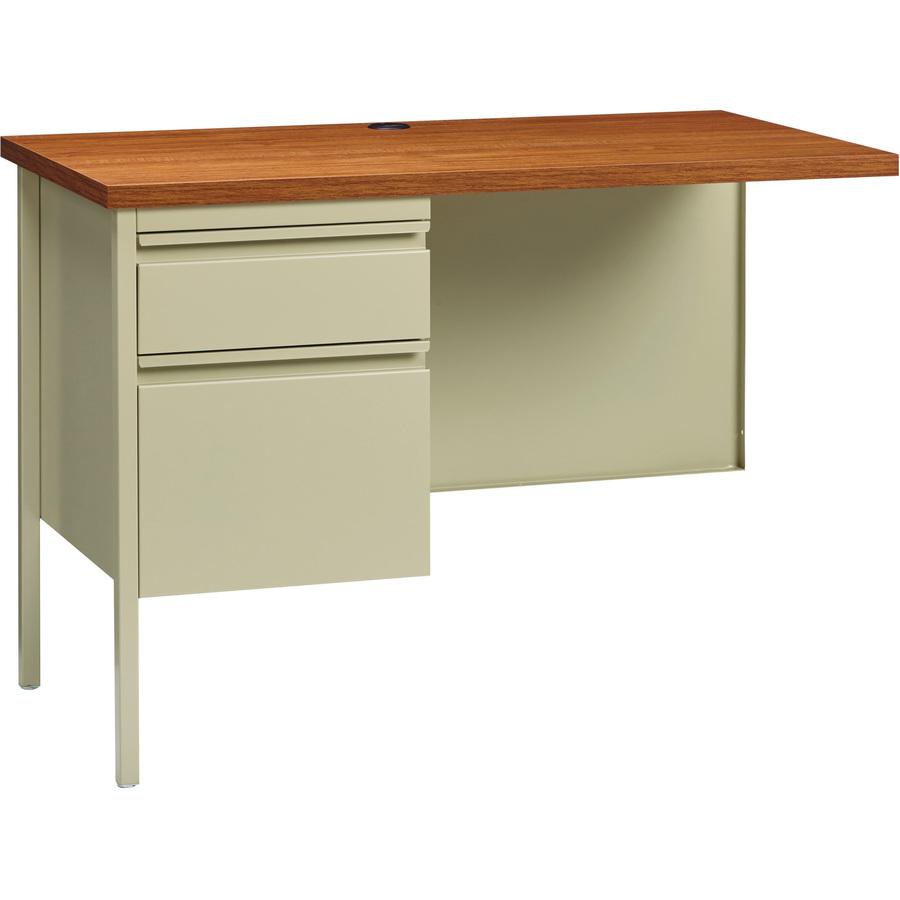 Lorell Fortress Series Left-Pedestal Return - Rectangle Top - 42" Table Top Width x 24" Table Top Depth x 1.12" Table Top Thickness - 29.50" Height - Office, File - Assembly Required - Oak, Oak Lamina. Picture 13
