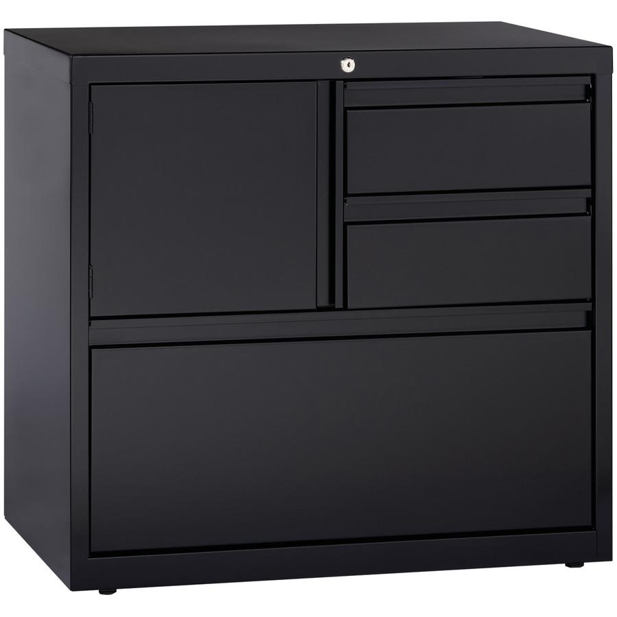 Lorell 30" Personal Storage Center Lateral File - 30" Width x 18.6" Depth x 28" Height - 3 x Drawer(s) for File, Box - A4, Letter, Legal - Hanging Rail, Glide Suspension, Grommet, Cable Management, In. Picture 10