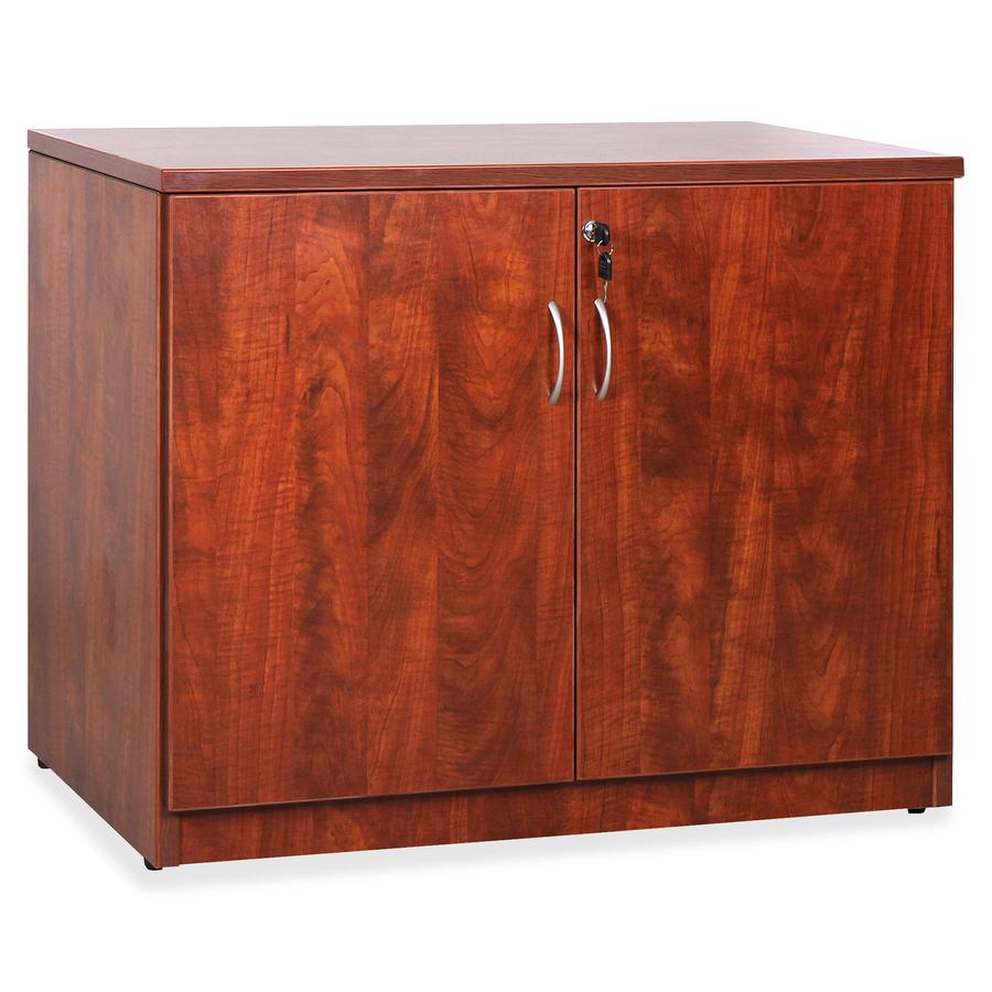 Lorell Essentials Series 2-Door Storage Cabinet - 36" Width x 22.5" Depth x 29.5" Height - 2 x Door(s) - Cherry - Laminated - Melamine Faced Chipboard (MFC) - Assembly Required. Picture 8