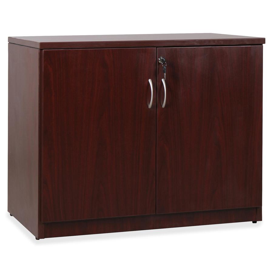 Lorell Essentials Series Mahogany 2-door Storage Cabinet - 36" x 22.5" x 29.5" - 2 x Door(s) - Mahogany - Laminate - Melamine Faced Chipboard (MFC). Picture 6