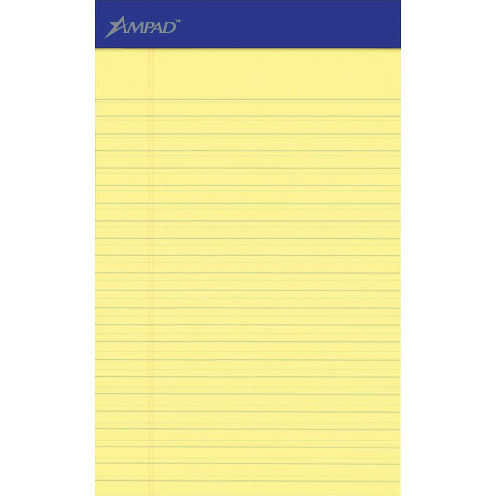 Ampad Perforated Ruled Pads - 50 Sheets - Stapled - 0.28" Ruled - 5" x 8" Sheet Size - Dark Blue Binding - Chipboard Backing, Sturdy Back, Tear Resistant, Perforated - 1 Dozen. Picture 2