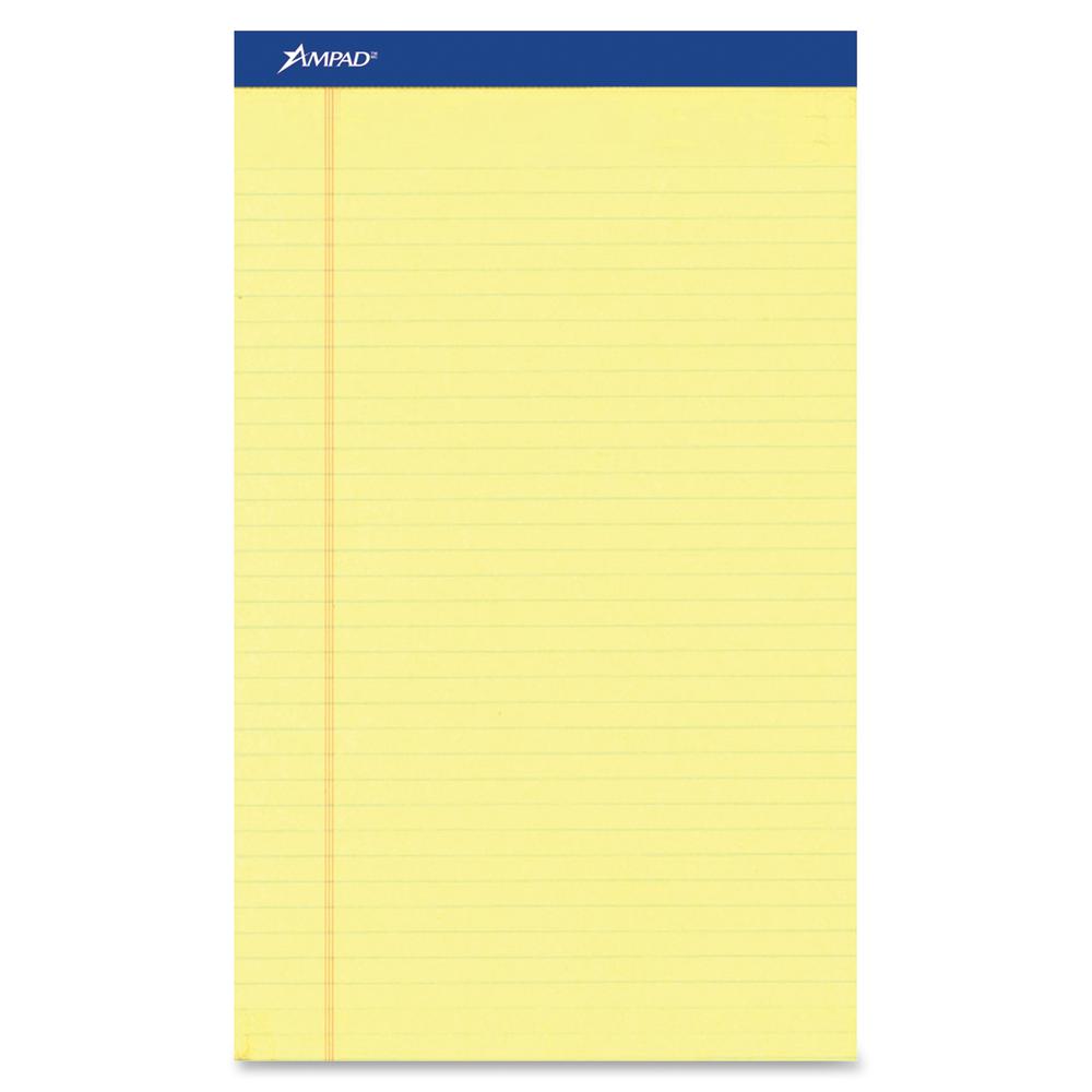 Ampad Perforated Ruled Pads - Letter - 50 Sheets - Stapled - 0.34" Ruled - Letter - 8 1/2" x 11" Sheet Size x 8.5" Width x 11.8" Length - Dark Blue Binding - Sturdy Back, Chipboard Backing, Perforated. Picture 3