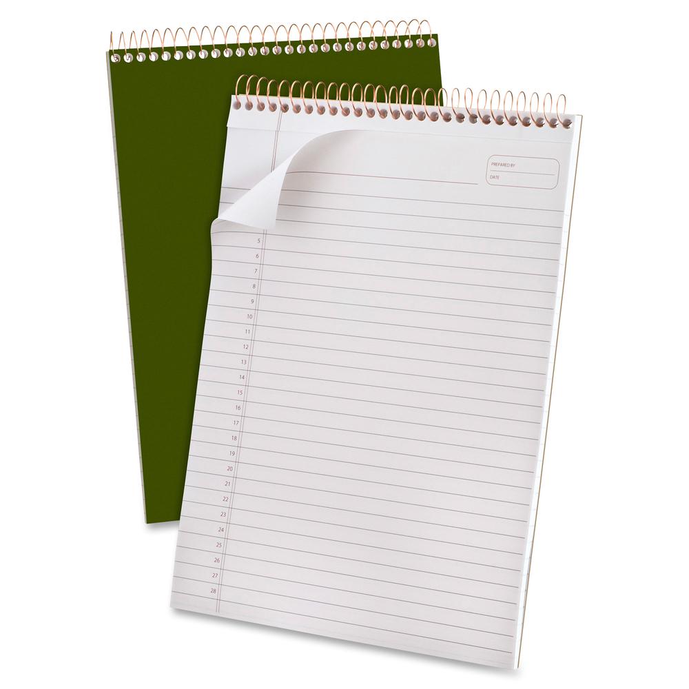 Ampad Gold Fibre Classic Wirebound Legal Pads - 70 Sheets - Wire Bound - 0.34" Ruled - 20 lb Basis Weight - 8 1/2" x 11 3/4" - White Paper - Classic Green Cover - Micro Perforated, Stiff-back, Chipboa. Picture 5