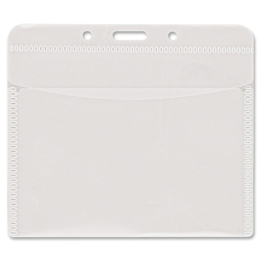 Advantus PVC-Free Horizontal Badge Holder - Support 4" x 3" Media - Horizontal - Polypropylene - 50 / Pack - Clear. Picture 3