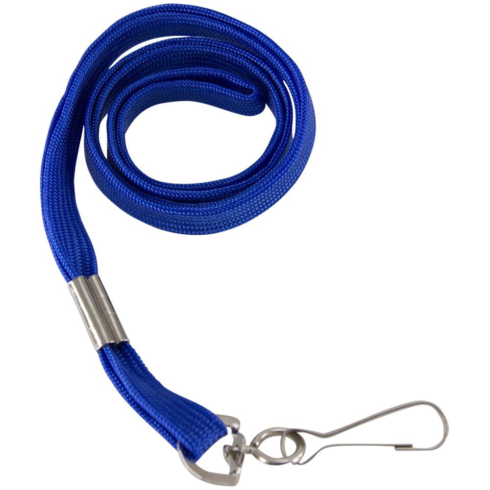 SICURIX Flat Metal Hook Lanyard - 100 / Pack - 0.4" Width x 36" Length - Blue. Picture 2