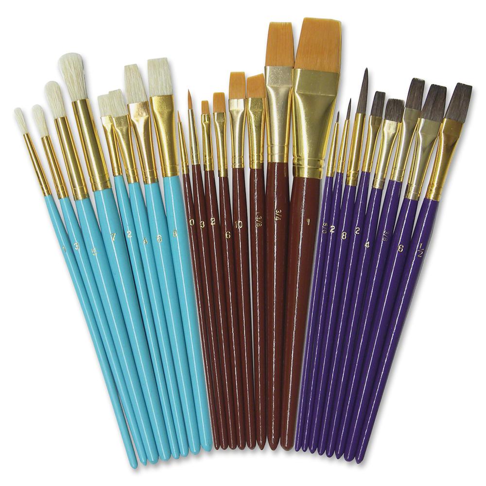 Creativity Street Deluxe Brush Assortment - 24 Brush(es) Natural Wood - Aluminum Ferrule. Picture 2