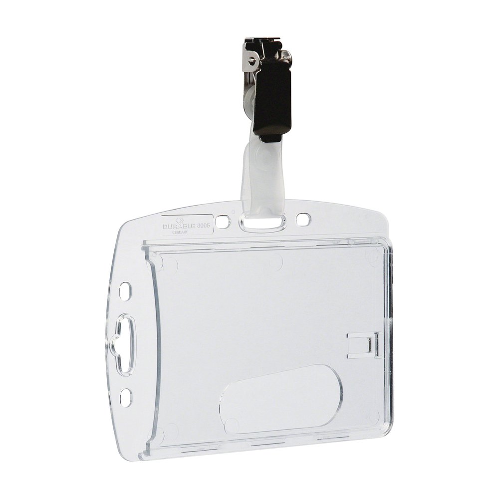 DURABLE Rotating Strap Clip ID Card Holder - Support 2.13" x 3.35" Media - 2.1" Height x 3.3" Width - Acrylic - Transparent - 25 / Box. Picture 4