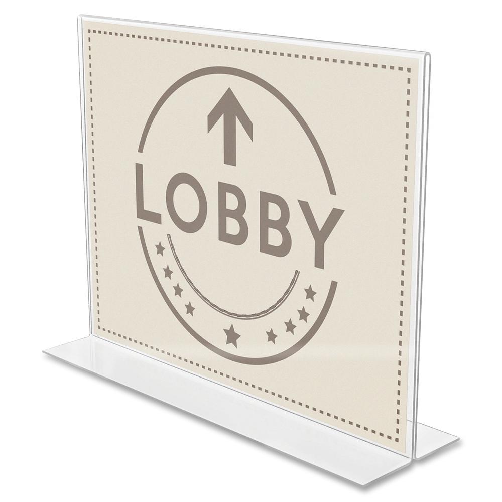 Deflecto Anti-Glare Double-sided Sign Holder - Landscape - 8.7" x 11.1" x 3.3" x - Acrylic - 1 Each - Clear - Anti-glare, Scratch Resistant, Durable, Double-sided, Heavy Duty. Picture 4