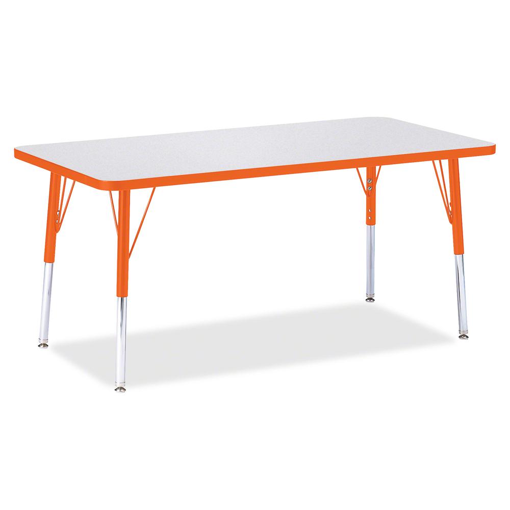 Jonti-Craft Berries Orange Edge Rectangle Table - Rectangle Top - Adjustable Height - 11" to 15" Adjustment - 60" Table Top Length x 30" Table Top Width - Assembly Required - Gray, Laminated, Powder C. Picture 4