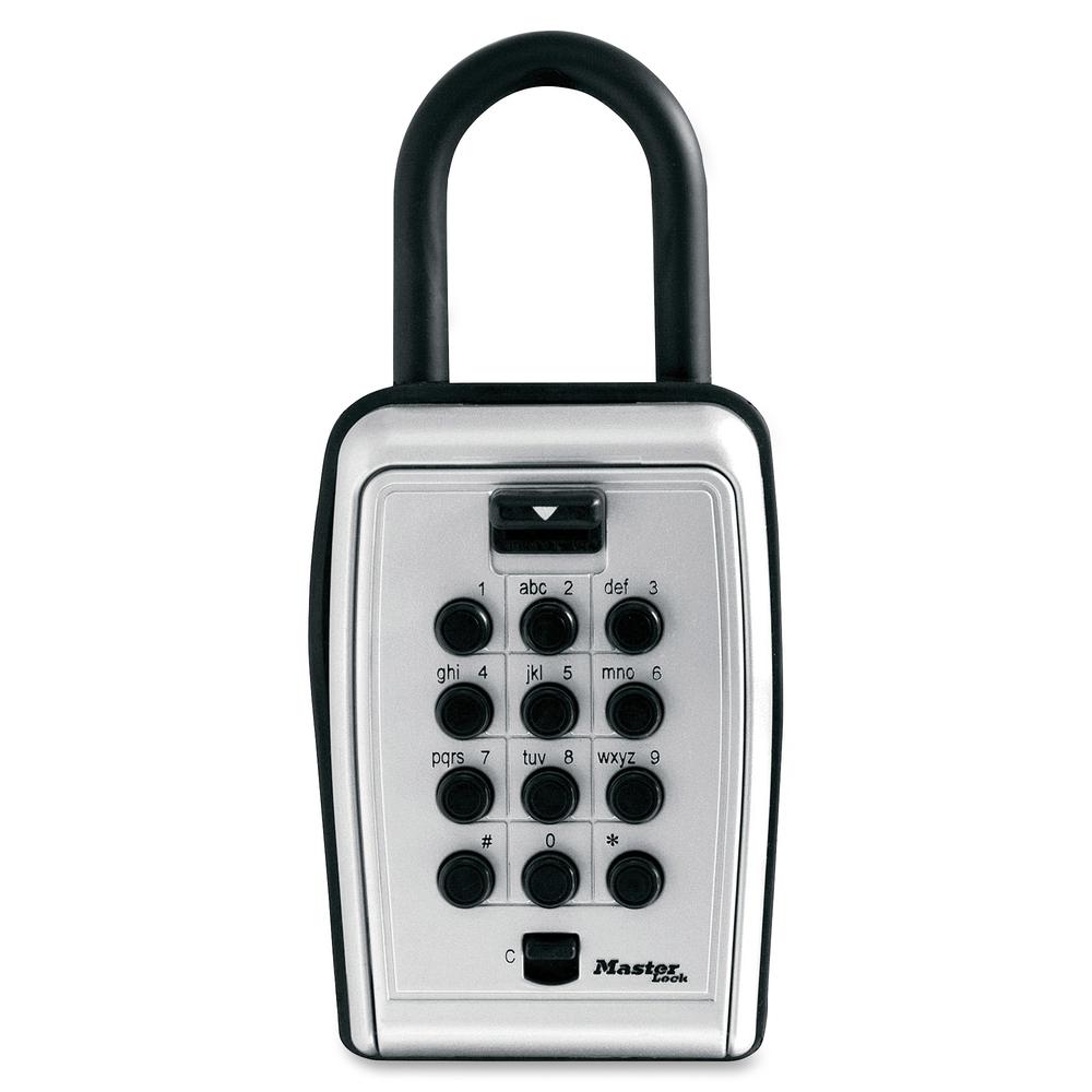 Master Lock Portable Key Safe - Push Button Lock - Weather Resistant, Scratch Resistant - for Door - Overall Size 7.2" x 5.3" x 2.2" - Black, Silver - Metal, Vinyl. Picture 2