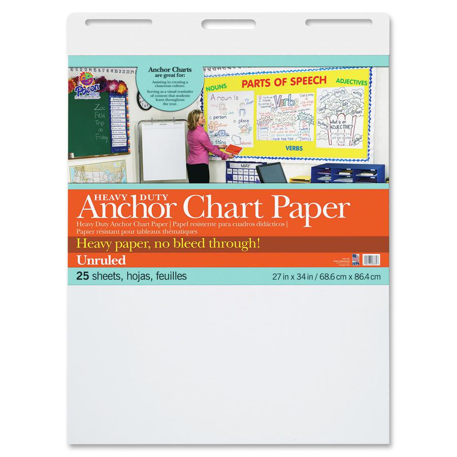 Pacon Heavy-duty Anchor Chart Paper - 25 Sheets - Plain - Unruled Front Ruling - 27" x 34" Sheet Size - White Paper - Heavy Duty, Resist Bleed-through, Recyclable, Built-in Carry Handle - 4 / Carton. Picture 8