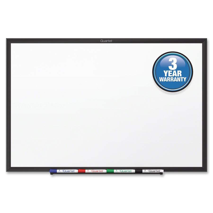 Quartet Classic Total Erase Whiteboard - 72" (6 ft) Width x 48" (4 ft) Height - White Melamine Surface - Black Aluminum Frame - Horizontal/Vertical - 1 Each - TAA Compliant. Picture 5