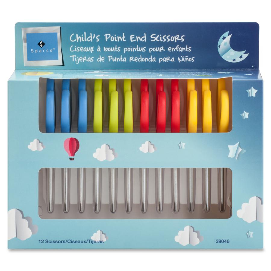 Sparco 5" Kids Pointed End Scissors - 5" Overall Length - Pointed Tip - Assorted - 12 / Pack. Picture 8