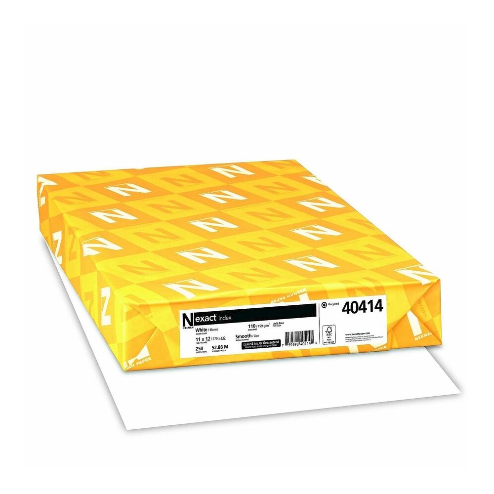Exact Index Premium Cardstock - White - 11" x 17" - 110 lb Basis Weight - Smooth - Durable, Acid-free - White - 250 / Pack. Picture 4