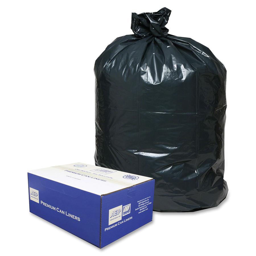 Berry Opaque Linear Low-Density Can Liners - Extra Large Size - 60 gal Capacity - 58" Length x 38" Width - Low Density - Black - Can - Recycled - 100 / Carton. Picture 2