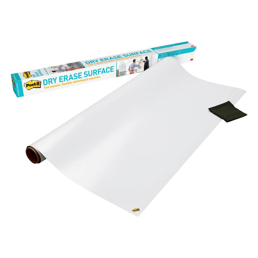 Post-it&reg; Self-Stick Dry-Erase Film Surface - White Surface - 36" (3 ft) Width x 48" (4 ft) Length - White Film - Rectangle - Flexible, Stain Resistant, Self-stick - 1 / Pack. Picture 14