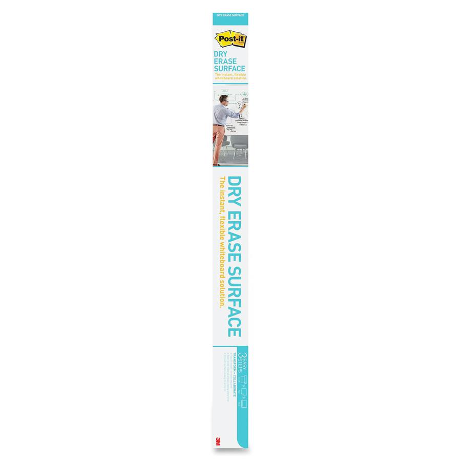 Post-it&reg; Self-Stick Dry-Erase Film Surface - 48" (4 ft) Width x 72" (6 ft) Length - White - Rectangle - Flexible, Stain Resistant, Self-stick - 1 / Pack. Picture 5